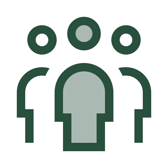 two tone green icon of 3 people