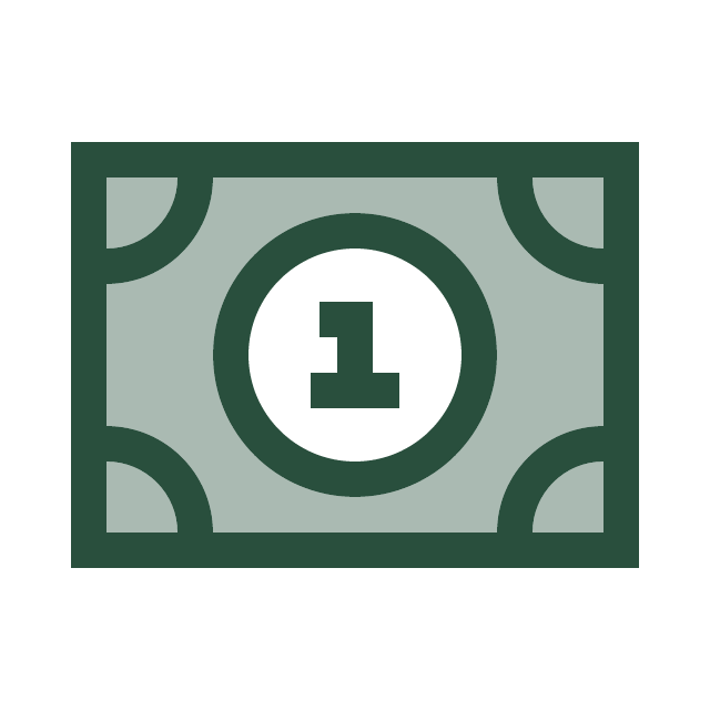 Two tone green dollar bill icon