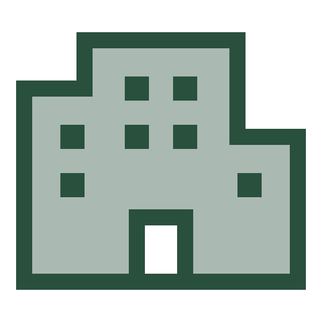 Two tone green large housing complex icon