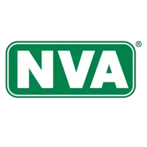 Green rectangular sign with white letters spelling 'NVA'.