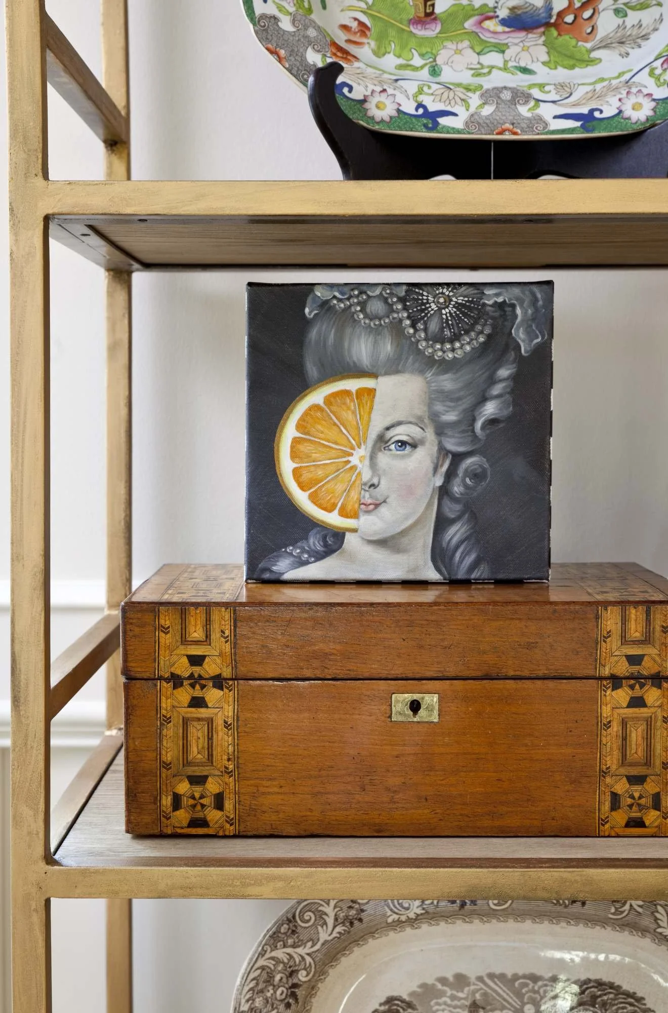 hanover-atlanta-residential-interior-design-etagere-vignette-surrealist-painting-inlaid-box.jpg