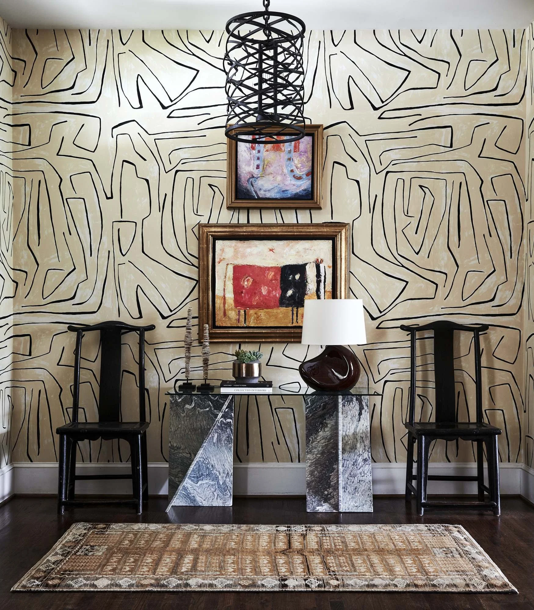 atlanta-luxury-entryway-bold-wallpaper-marble-console-table.jpg