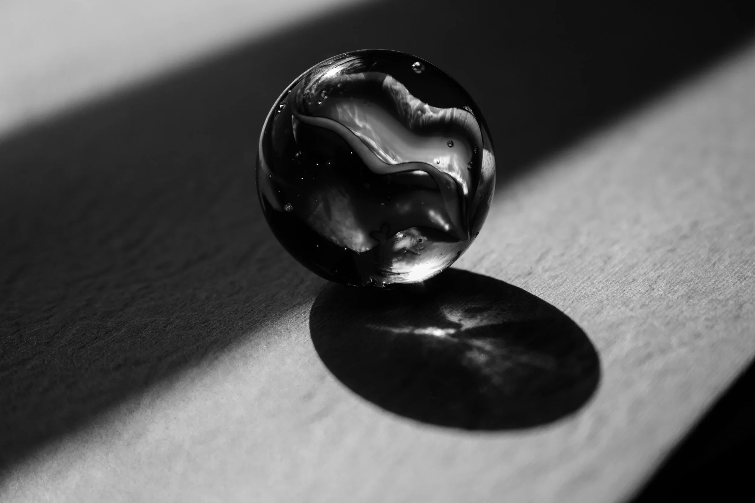 3-D reflection in a marble.