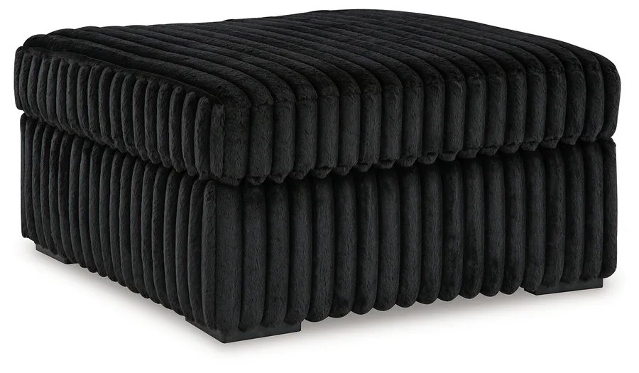 Matching oversized upholstered ottoman with jumbo corduroy fabric and contemporary styling, available by special order.