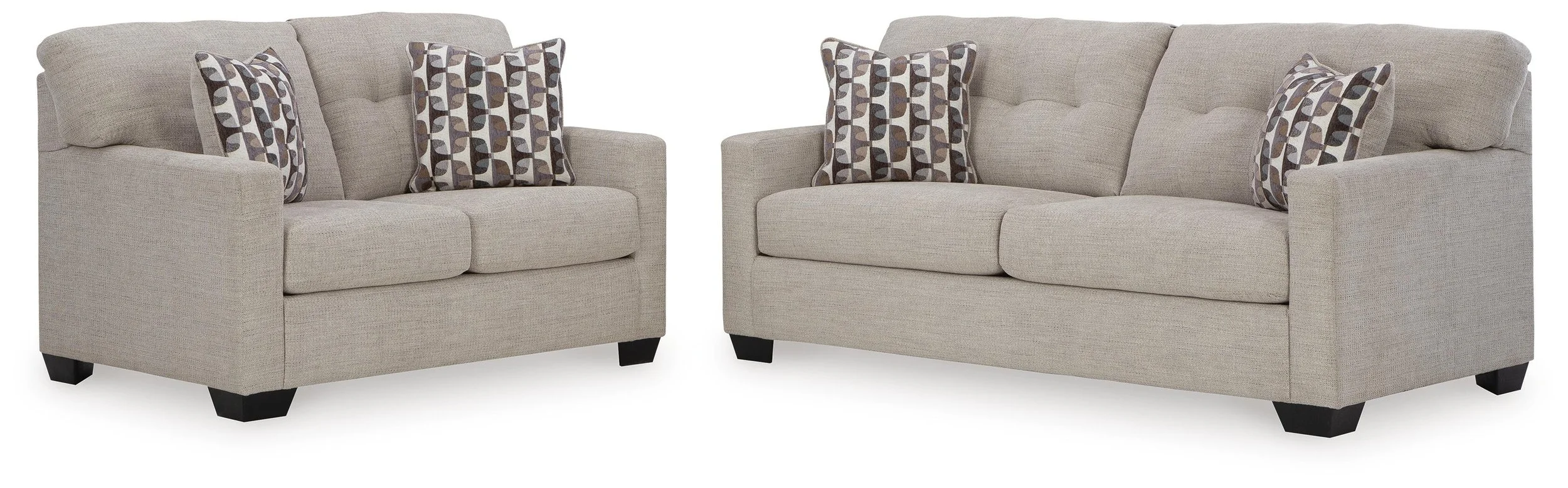 Monroe sofa and loveseat collection on a white background featuring a contemporary sofa and matching loveseat.