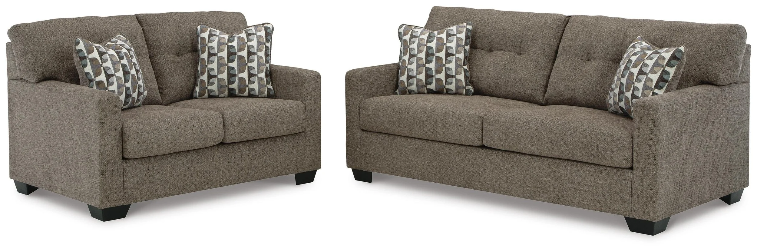 Monroe sofa and loveseat collection on a white background featuring a contemporary sofa and matching loveseat.