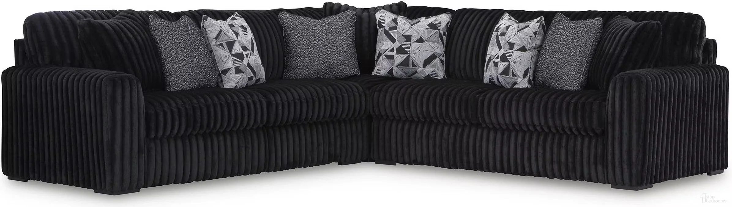 Oversized contemporary 3-piece sectional with jumbo corduroy upholstery, reversible cushions, wedge seating, and plush comfort.