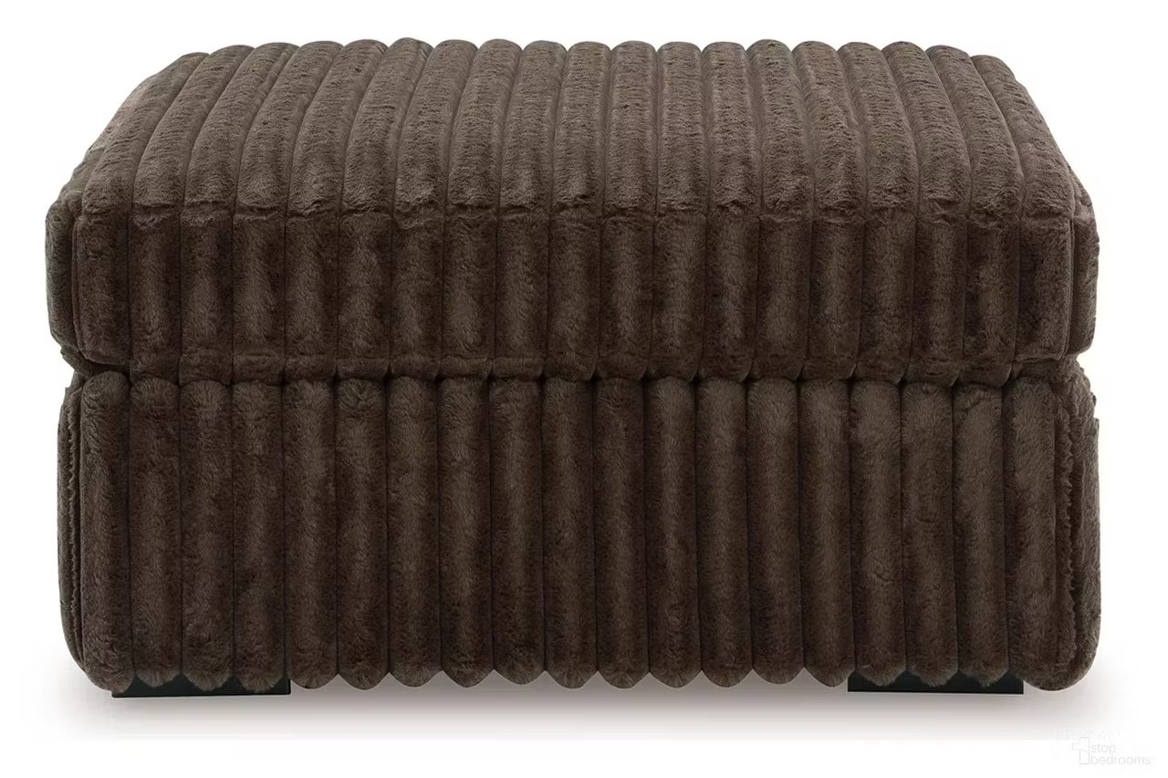 Matching oversized upholstered ottoman with jumbo corduroy fabric, plush cushioning, and contemporary styling.