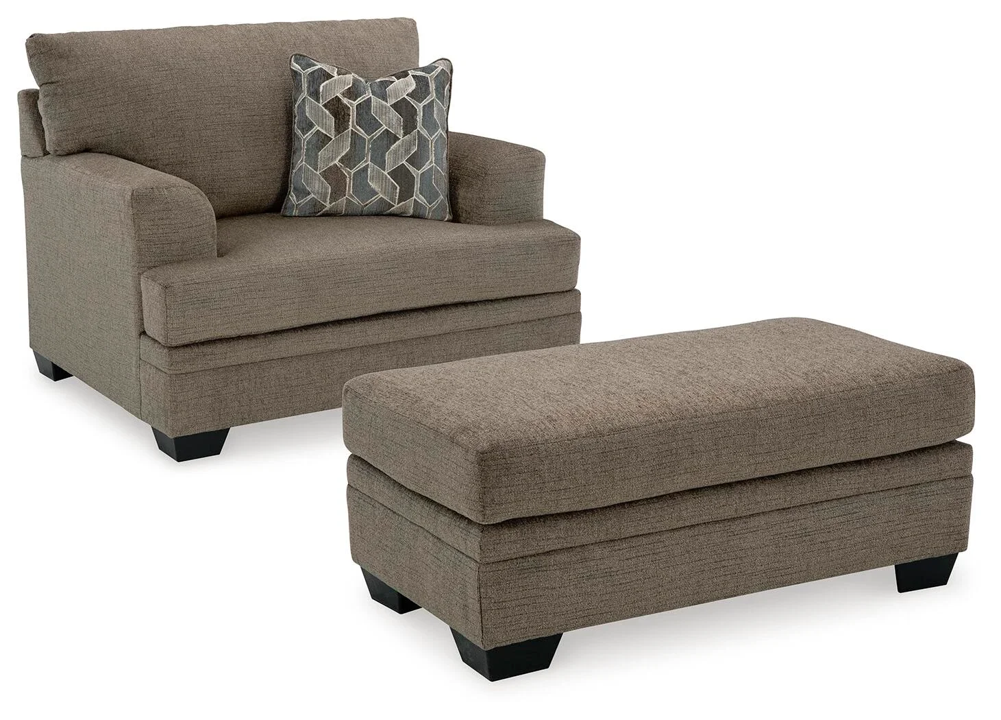 Oversized upholstered accent chair with soft polyester fabric, reversible seat cushion, and supportive foam cushioning.