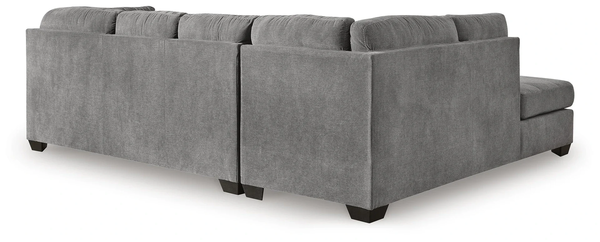Maddington 2-piece gray sectional with chaise on a white background.