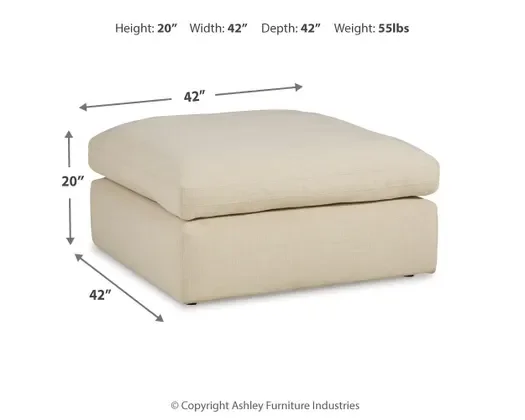 Emerson oversized ottoman dimensions showing overall width, depth, and height measurements.