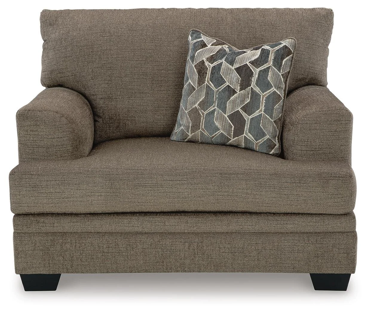 Oversized upholstered accent chair with soft polyester fabric, reversible seat cushion, and supportive foam cushioning.