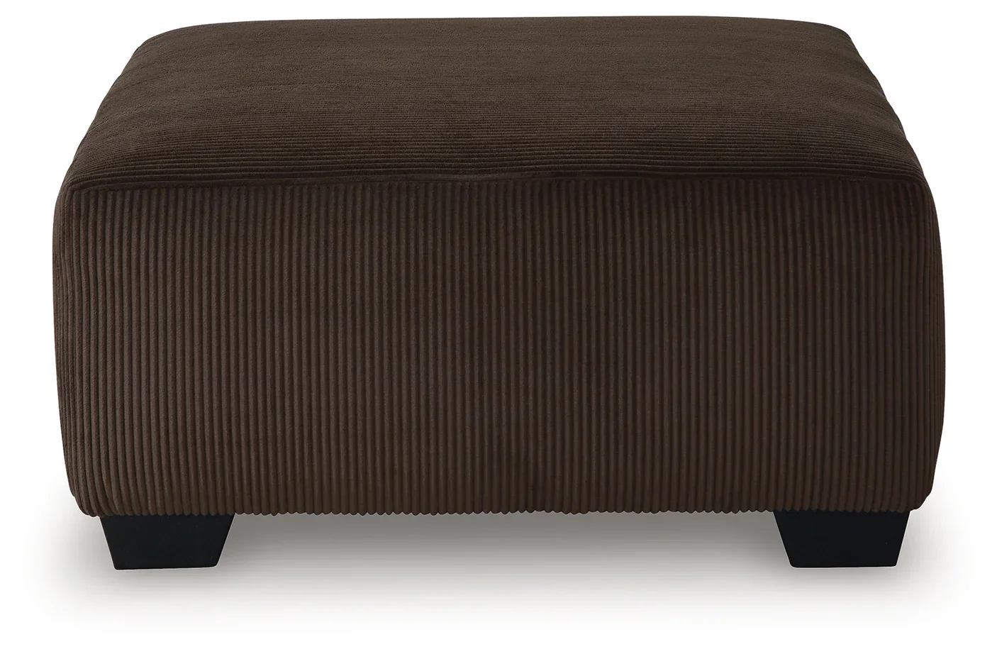 Matching oversized upholstered ottoman with soft corded polyester upholstery and contemporary styling.