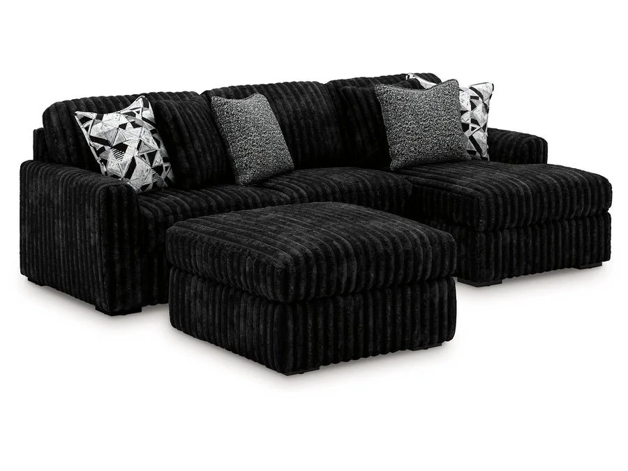 Monarch sectional collection with a contemporary sectional and optional oversized ottoman on a white background.