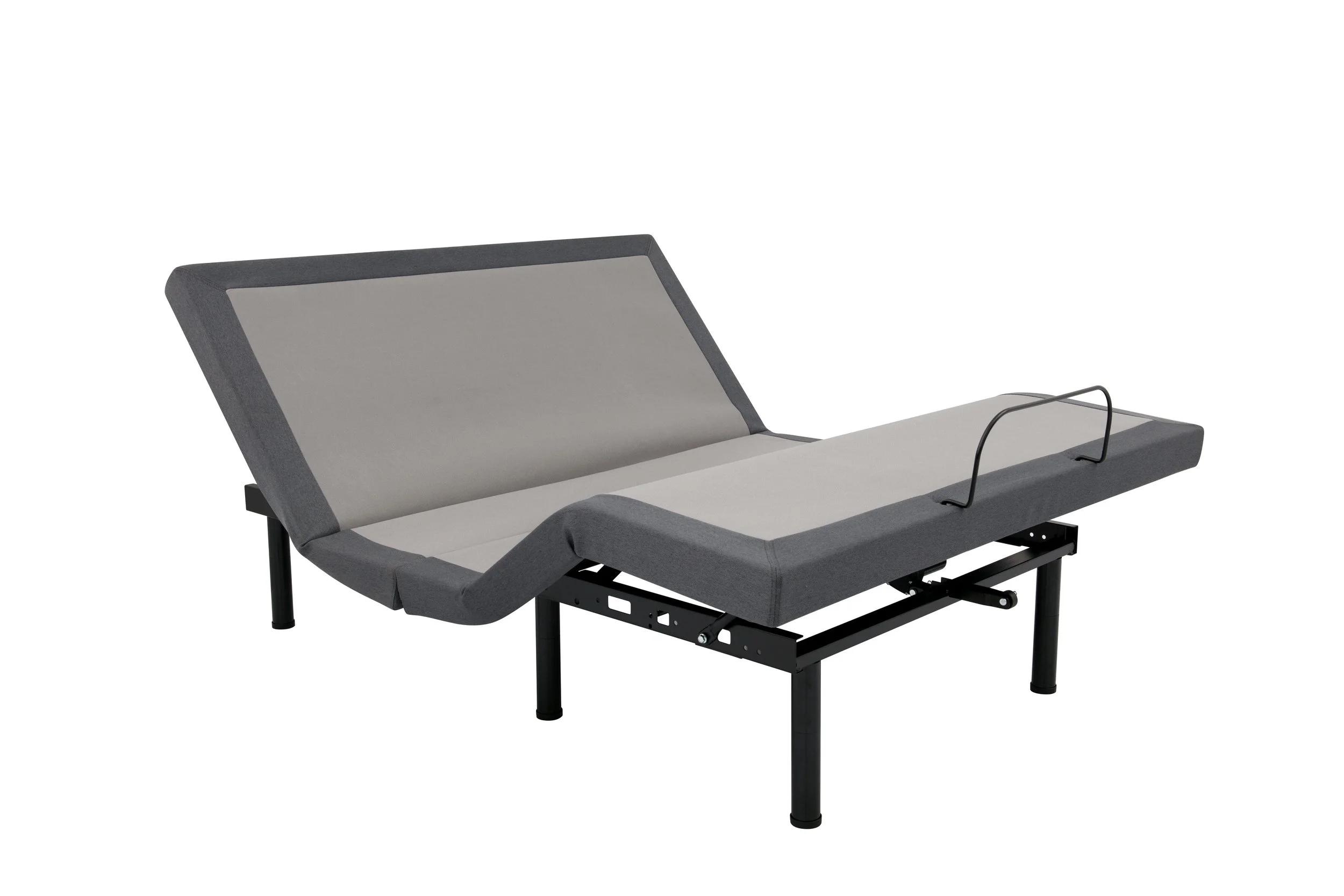 Black wireless massage adjustable bed base with independent head and foot adjustment