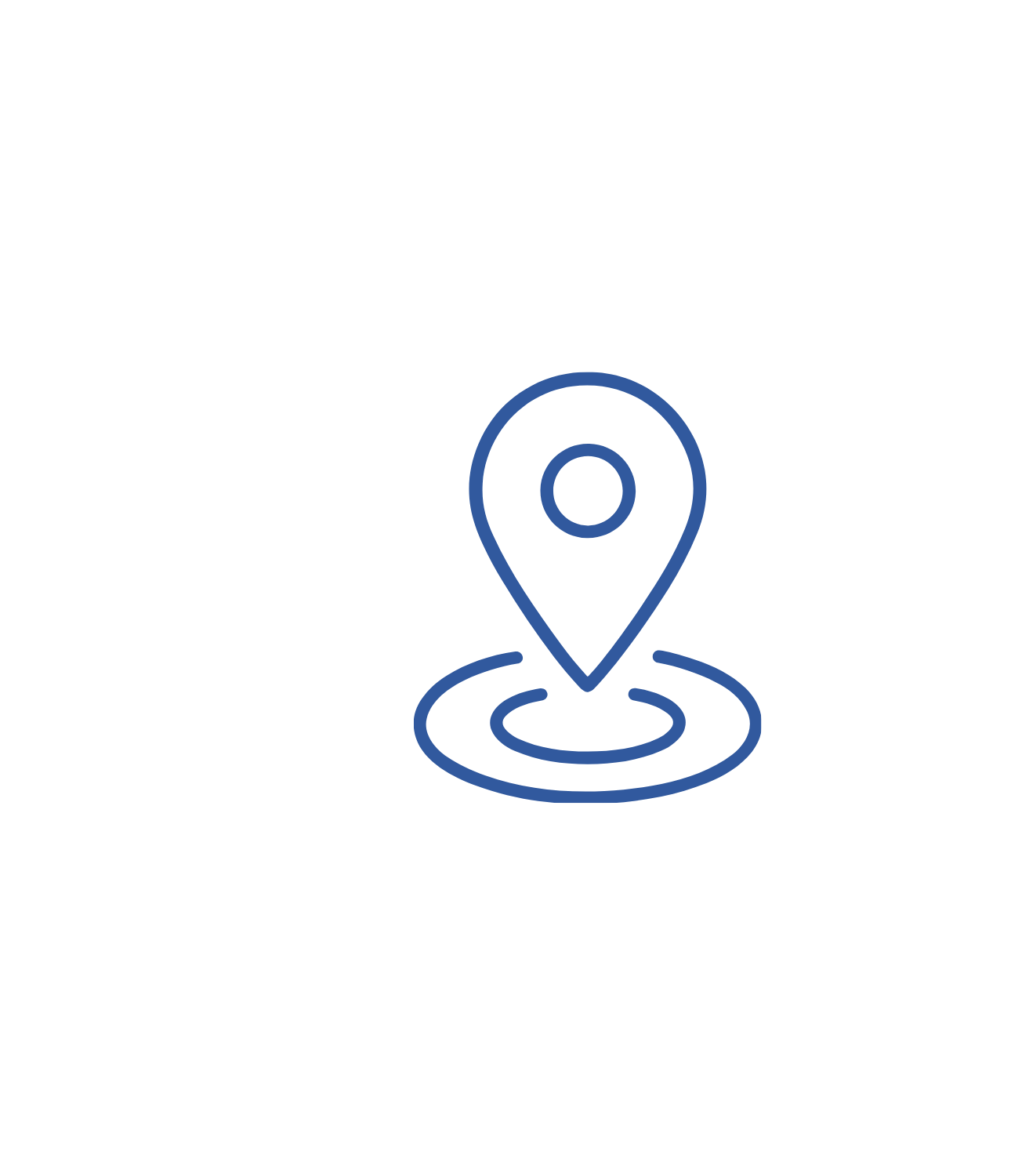 Line drawing of a location pin on a map with a circular ripple effect.