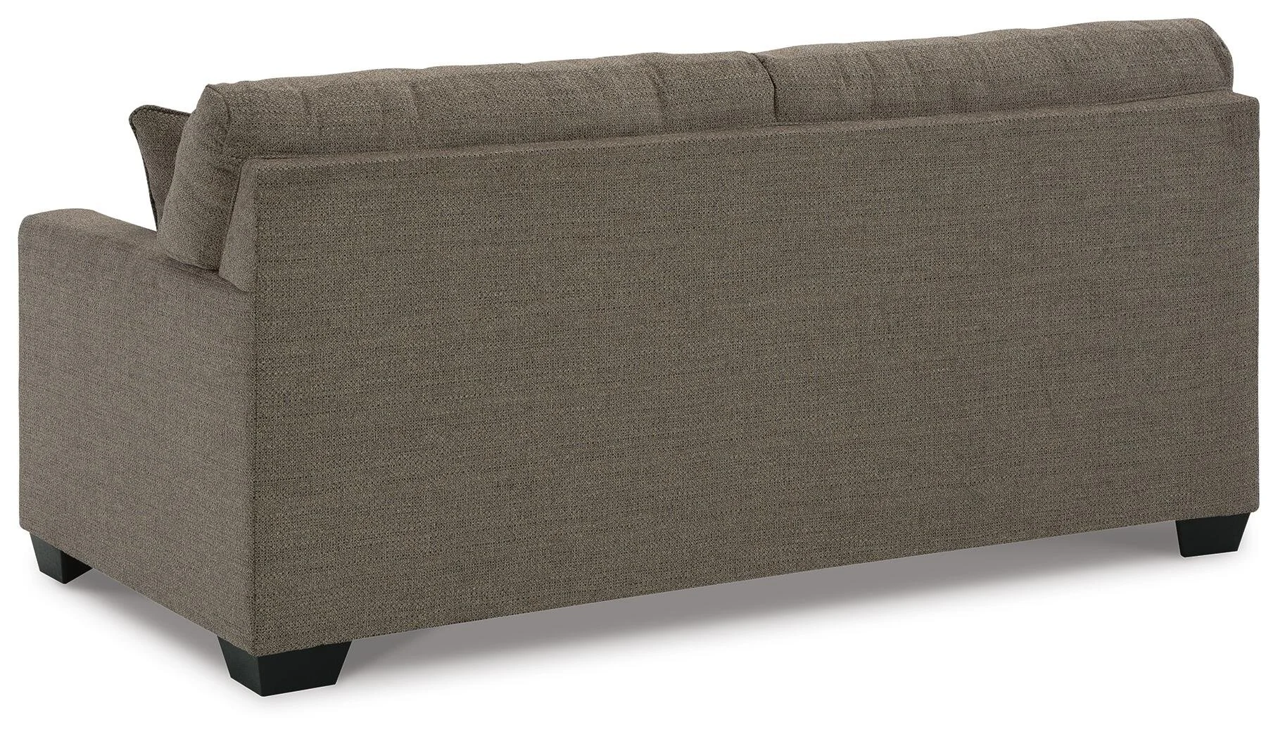 Transitional sofa with tufted back cushions, soft multi-toned polyester upholstery, plush seating, and coordinating accent pillows.