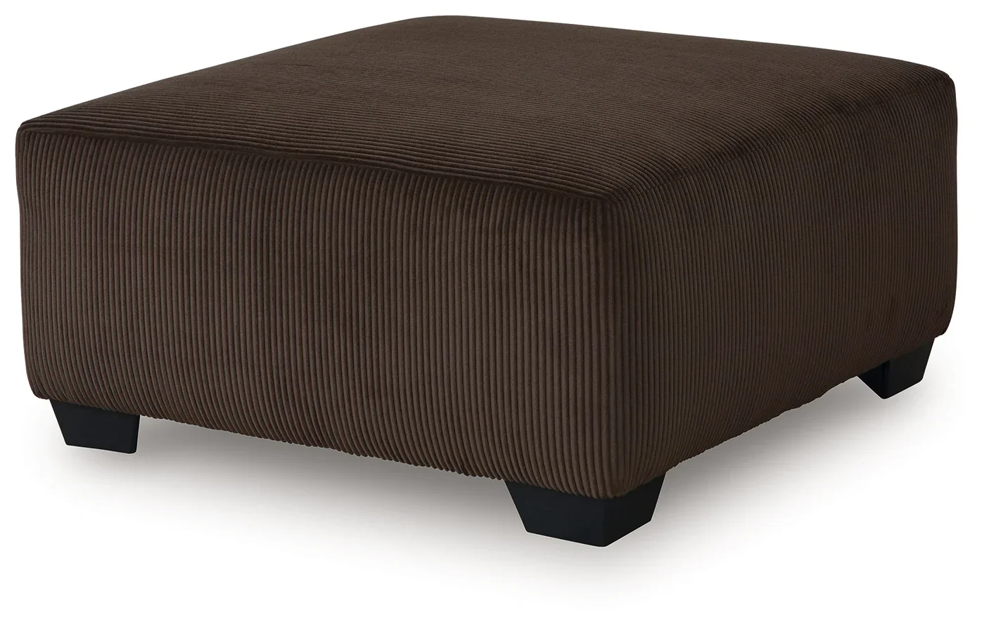 Matching oversized upholstered ottoman with soft corded polyester upholstery and contemporary styling.