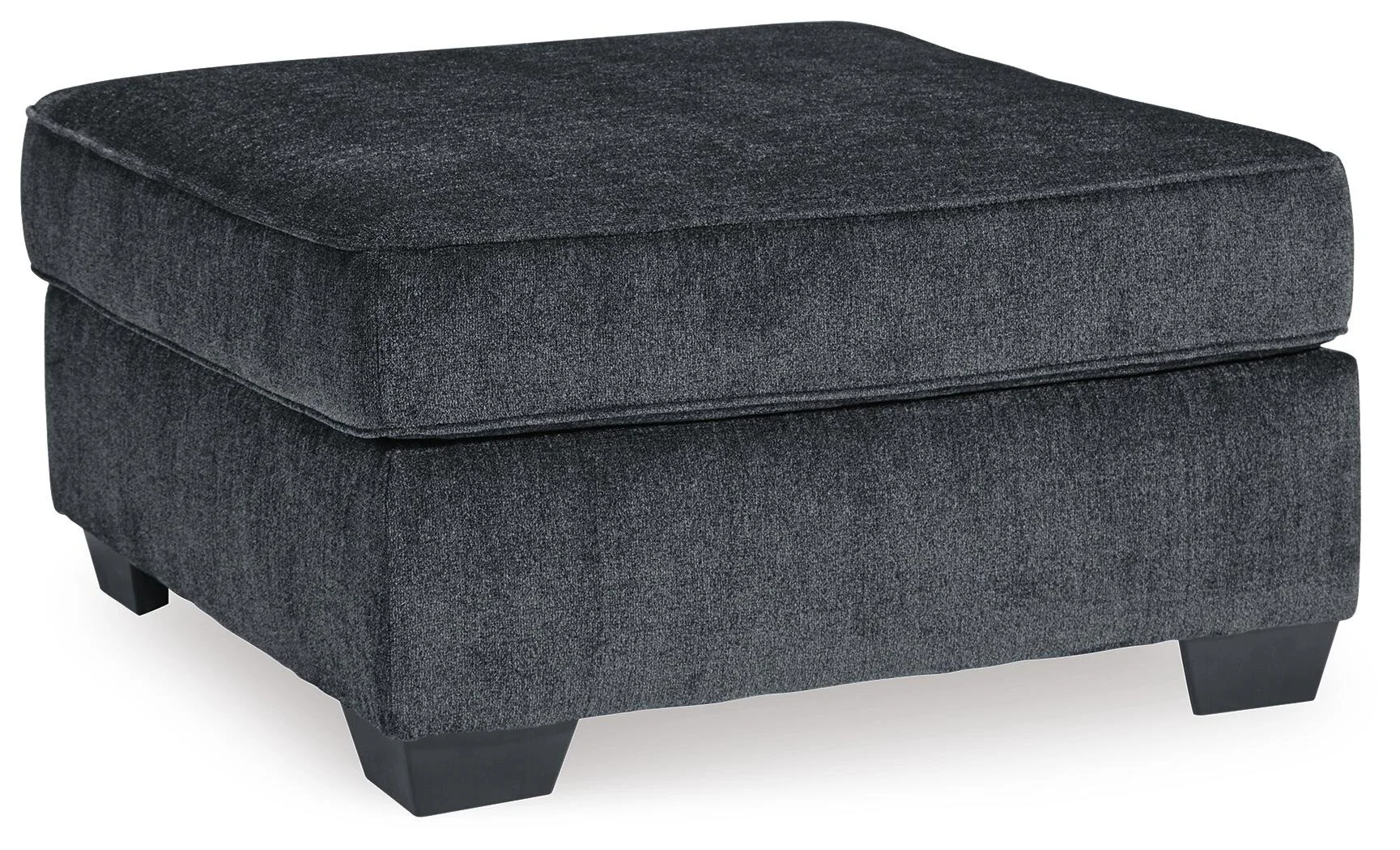 Matching oversized upholstered ottoman with chenille-feel fabric and contemporary styling, available by special order.