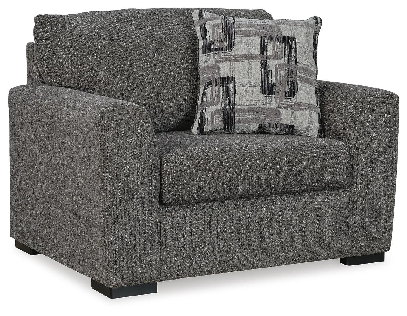 Contemporary oversized upholstered chair with soft polyester fabric, reversible seat cushion, plush accent pillows, and supportive foam cushioning.