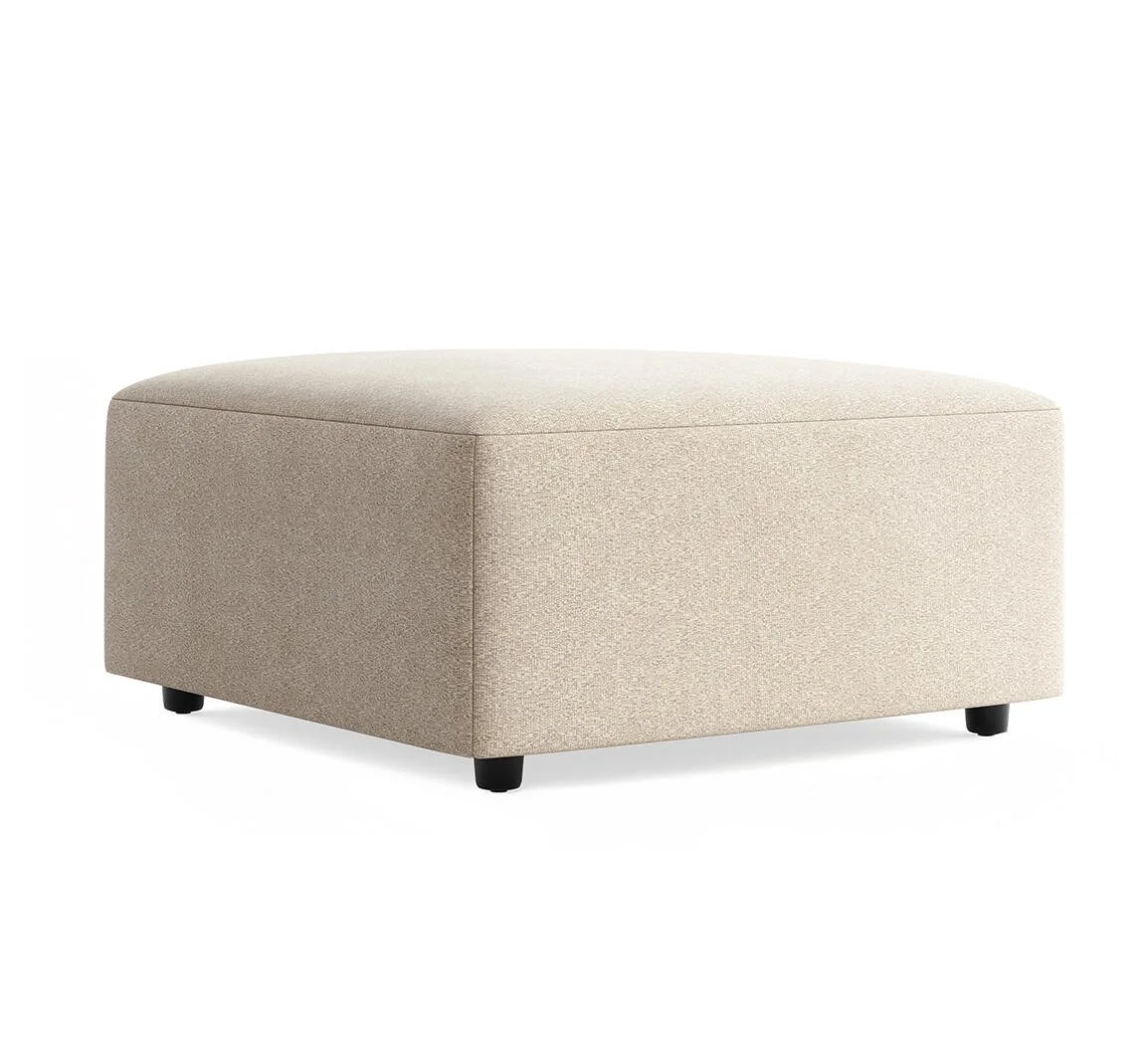 Matching oversized upholstered ottoman with linen-look fabric and contemporary styling.