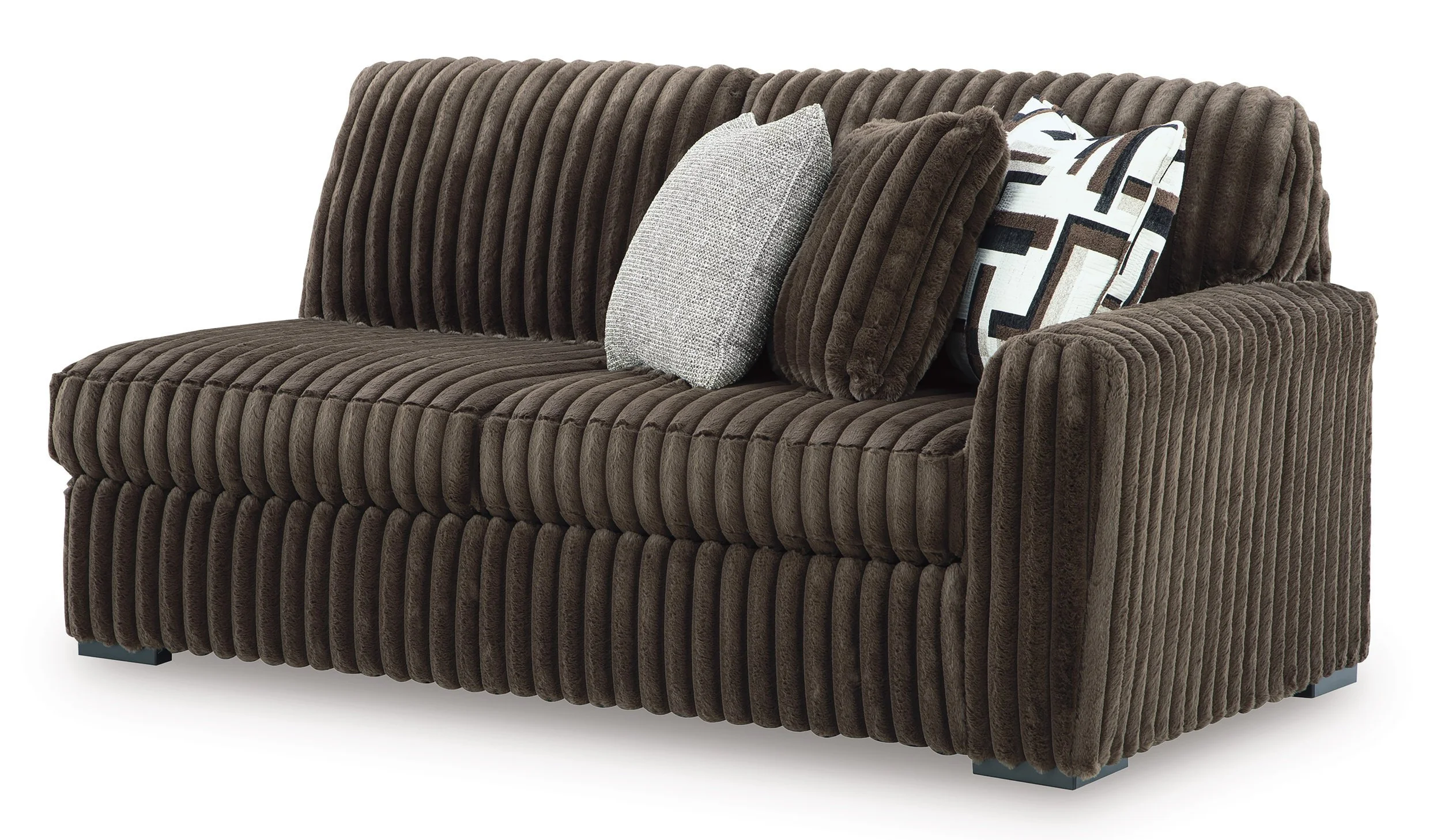 Oversized contemporary 4-piece sectional with jumbo corduroy upholstery, reversible cushions, corner chaise, and plush seating.
