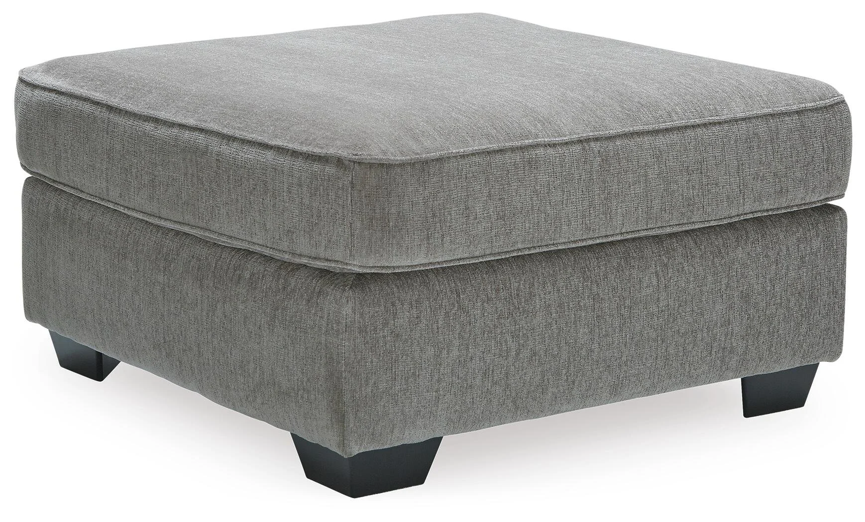 Matching oversized upholstered ottoman with chenille-feel fabric and contemporary styling, available by special order.