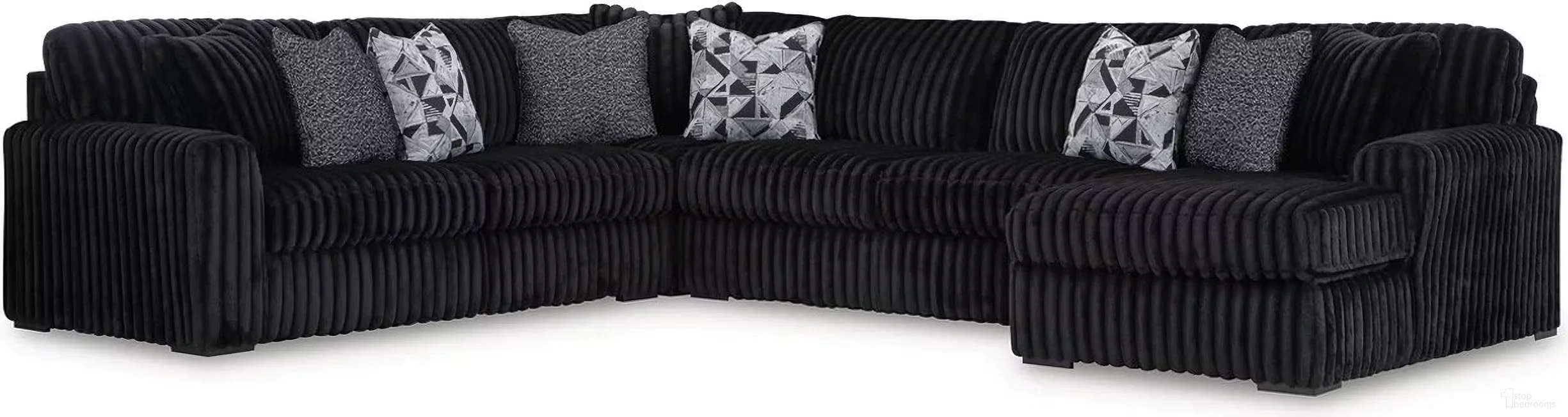 Oversized contemporary 4-piece sectional with jumbo corduroy upholstery, reversible cushions, corner chaise, and plush seating.