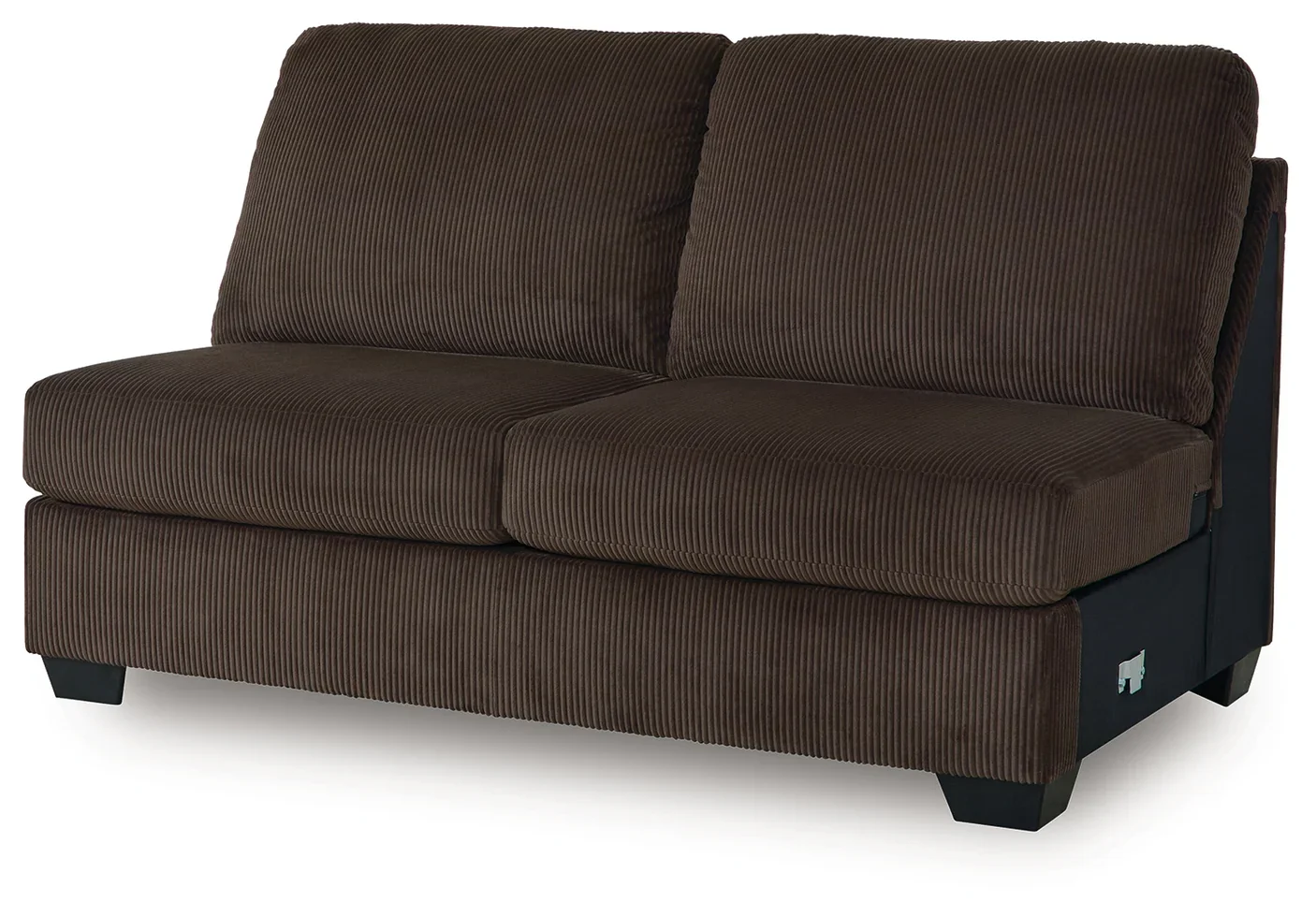 Close-up of the Kingston sectional showcasing the soft corded polyester upholstery, plush cushions, accent pillows, and quality craftsmanship.