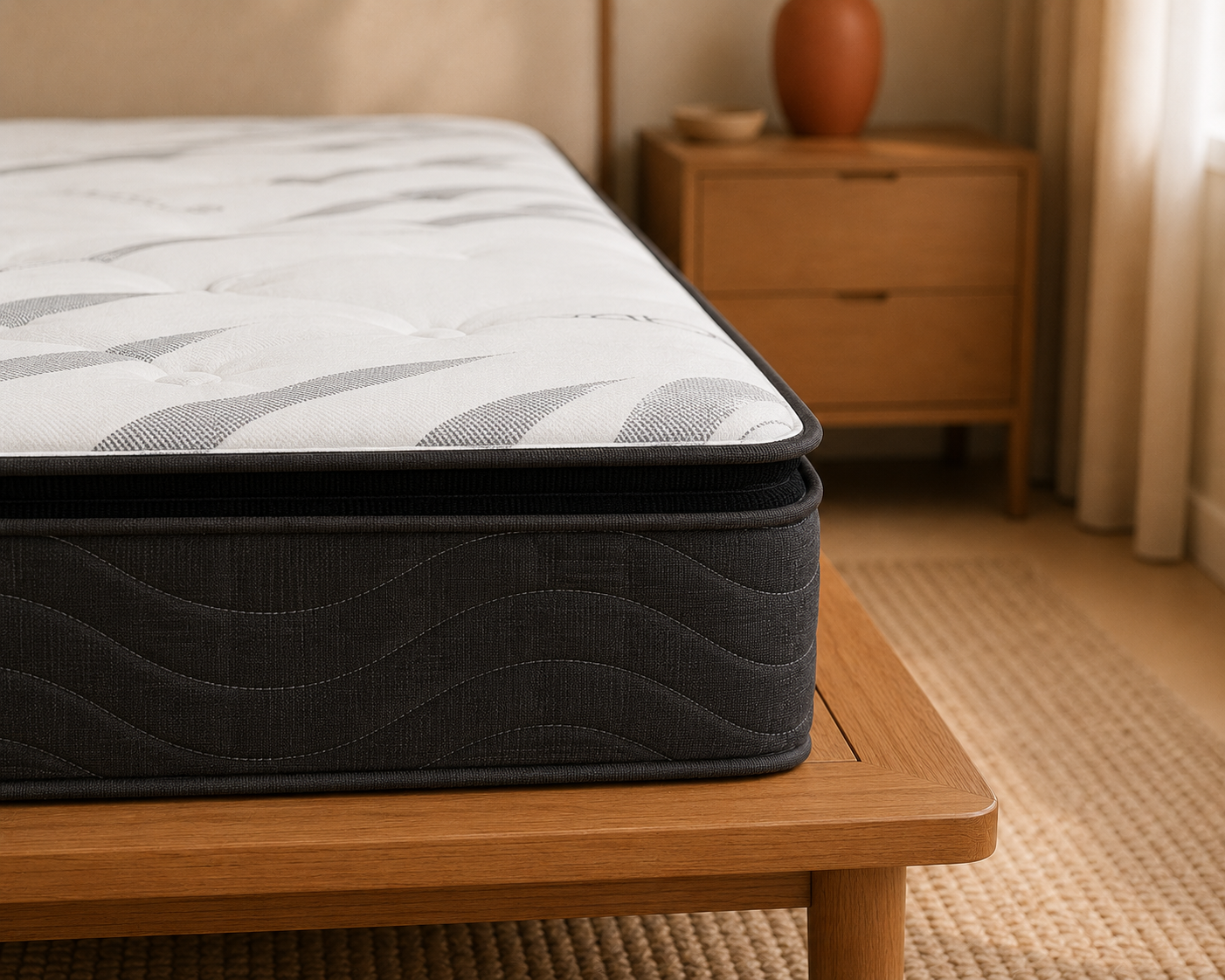 Close-up of the Golden Ray pillow top mattress quilting and plush comfort layers