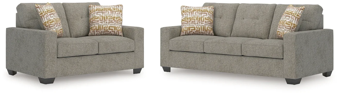 Linden sofa and loveseat collection on a white background featuring a contemporary sofa and matching loveseat.