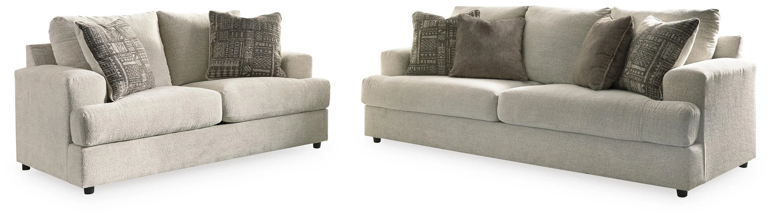 Sutton sofa and loveseat collection on a white background featuring a contemporary sofa and matching loveseat.