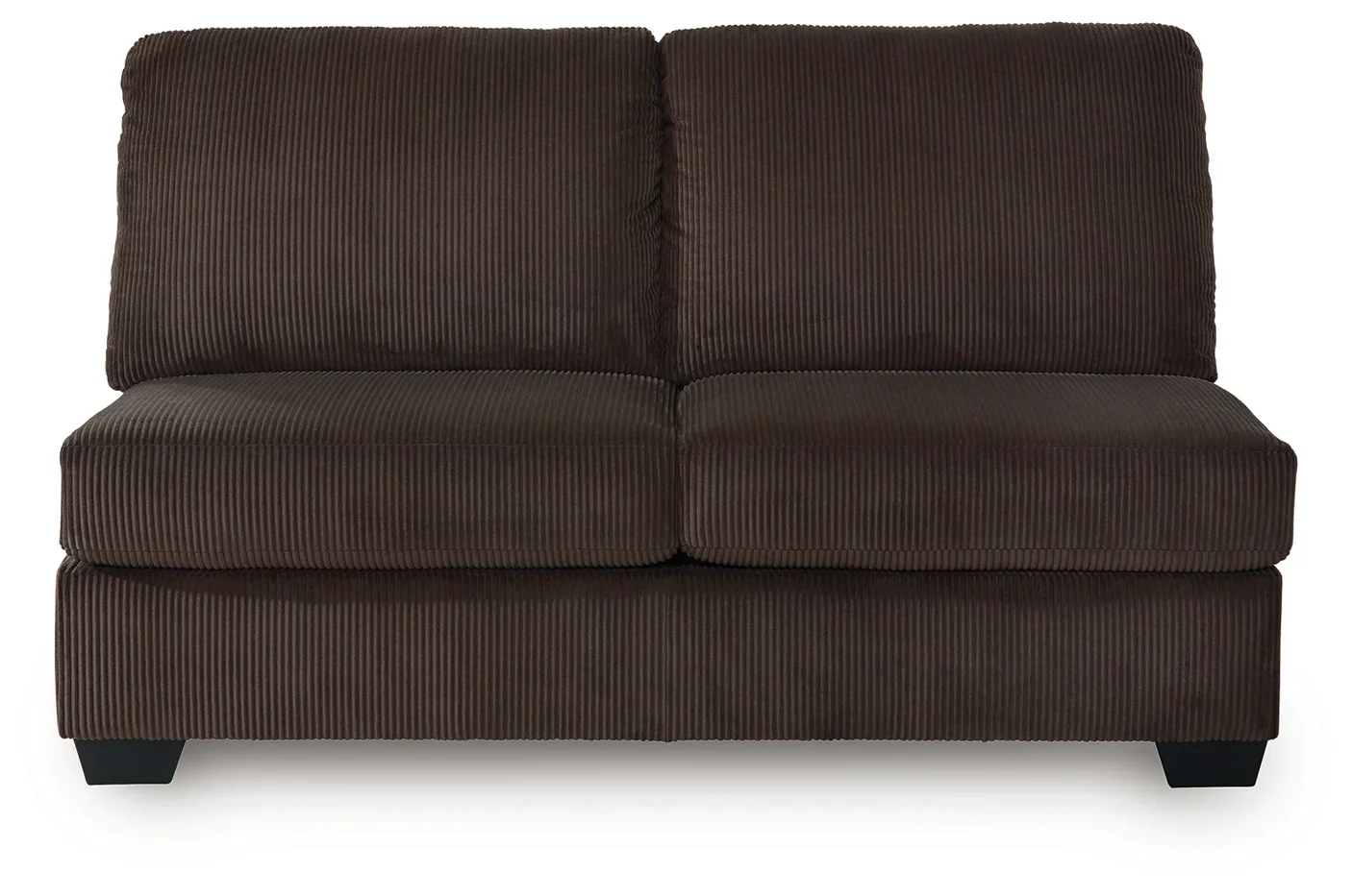 Close-up of the Kingston sectional showcasing the soft corded polyester upholstery, plush cushions, accent pillows, and quality craftsmanship.