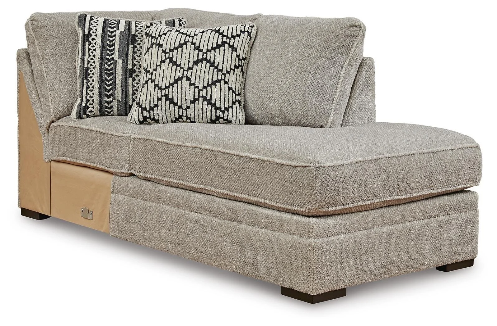 Contemporary dual-chaise sectional with soft polyester upholstery, reversible cushions, plush seating, and coordinating accent pillows.