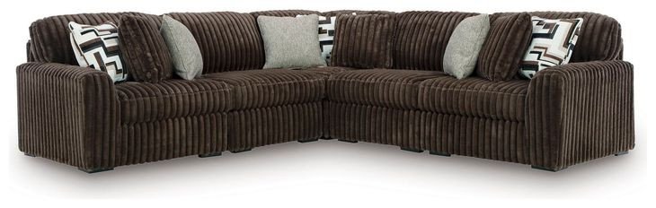 Oversized contemporary 3-piece sectional with jumbo corduroy upholstery, reversible cushions, wedge seating, and plush comfort.