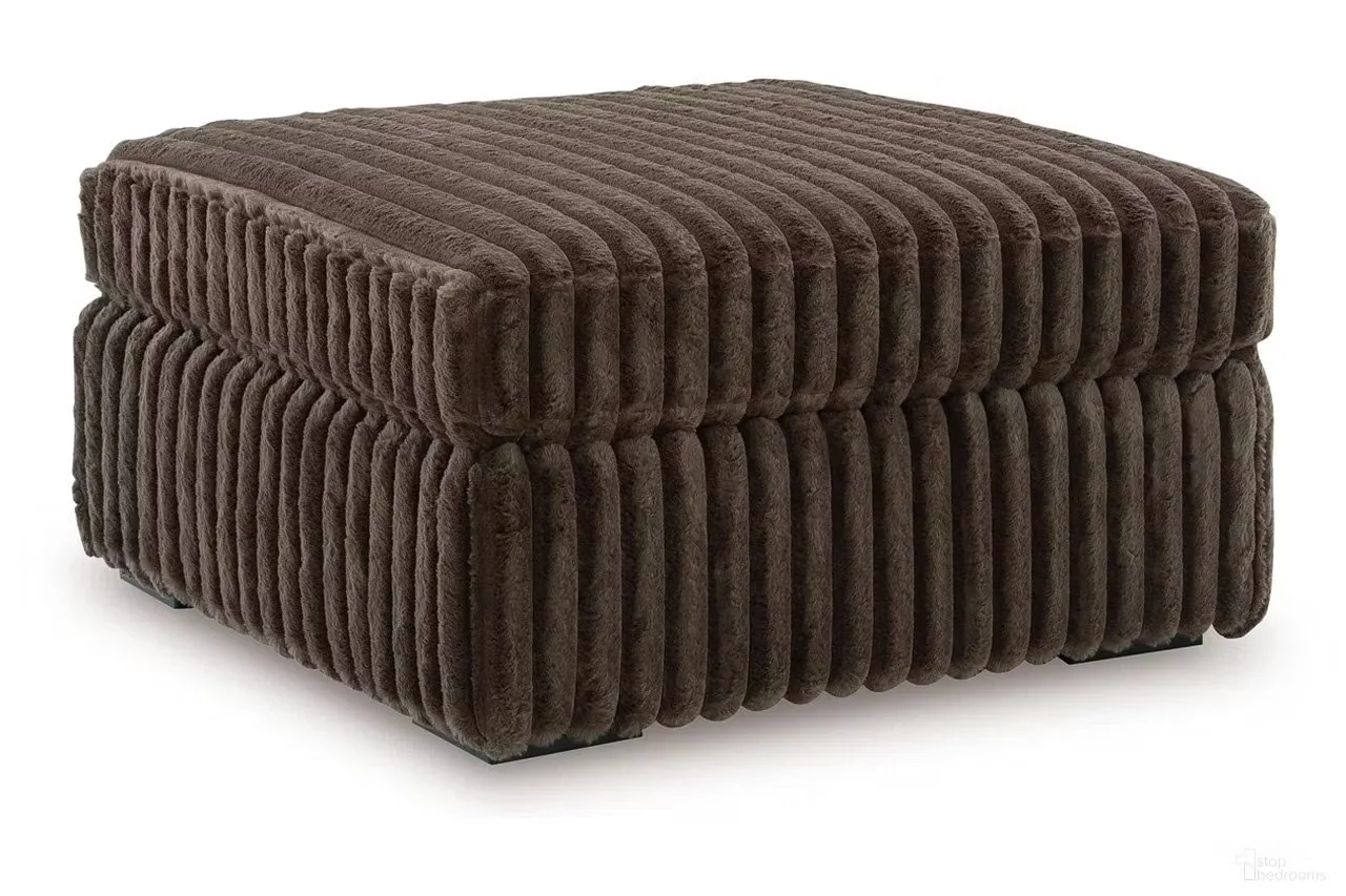 Matching oversized upholstered ottoman with jumbo corduroy fabric, plush cushioning, and contemporary styling.