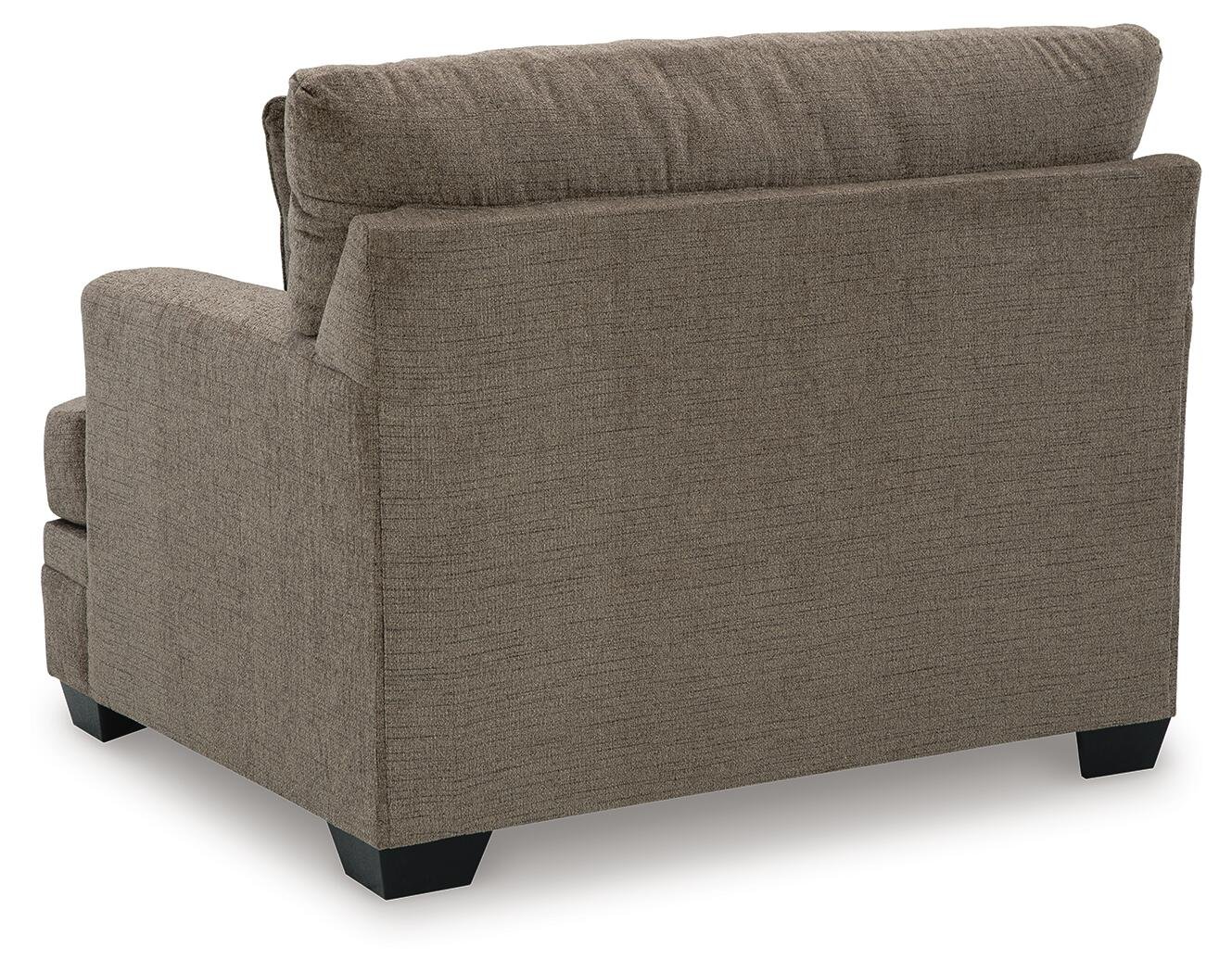 Oversized upholstered accent chair with soft polyester fabric, reversible seat cushion, and supportive foam cushioning.