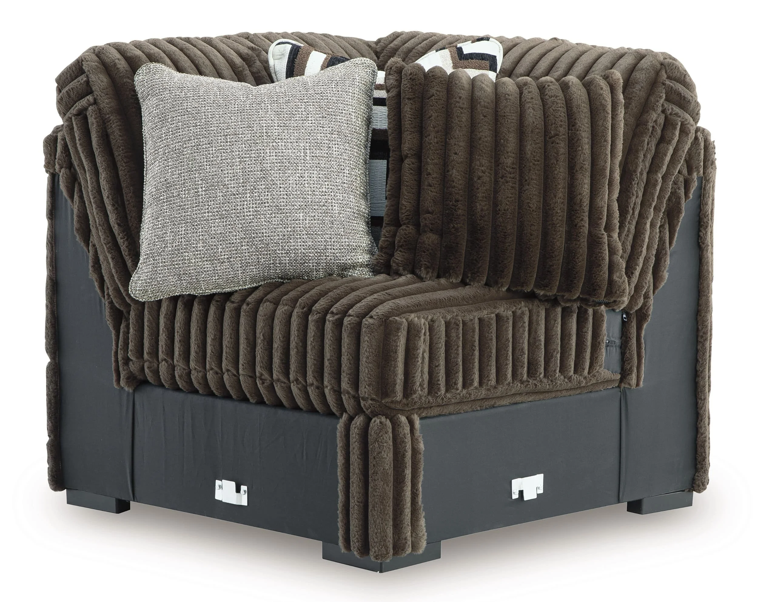 Oversized contemporary 4-piece sectional with jumbo corduroy upholstery, reversible cushions, corner chaise, and plush seating.