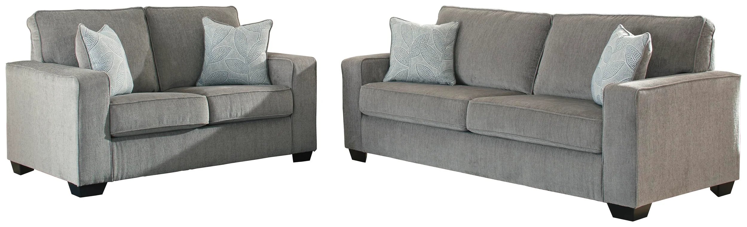 Avalon sofa and loveseat collection on a white background featuring a contemporary sofa and matching loveseat.