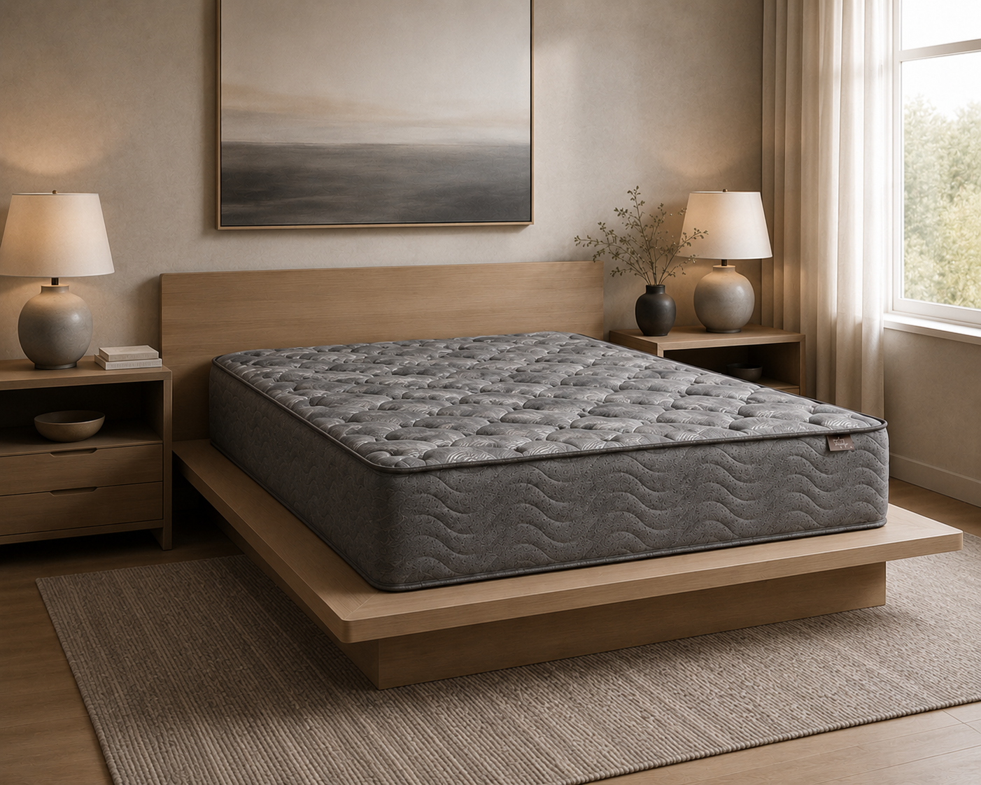 Brighton firm mattress featuring orthopedic support and durable coil system
