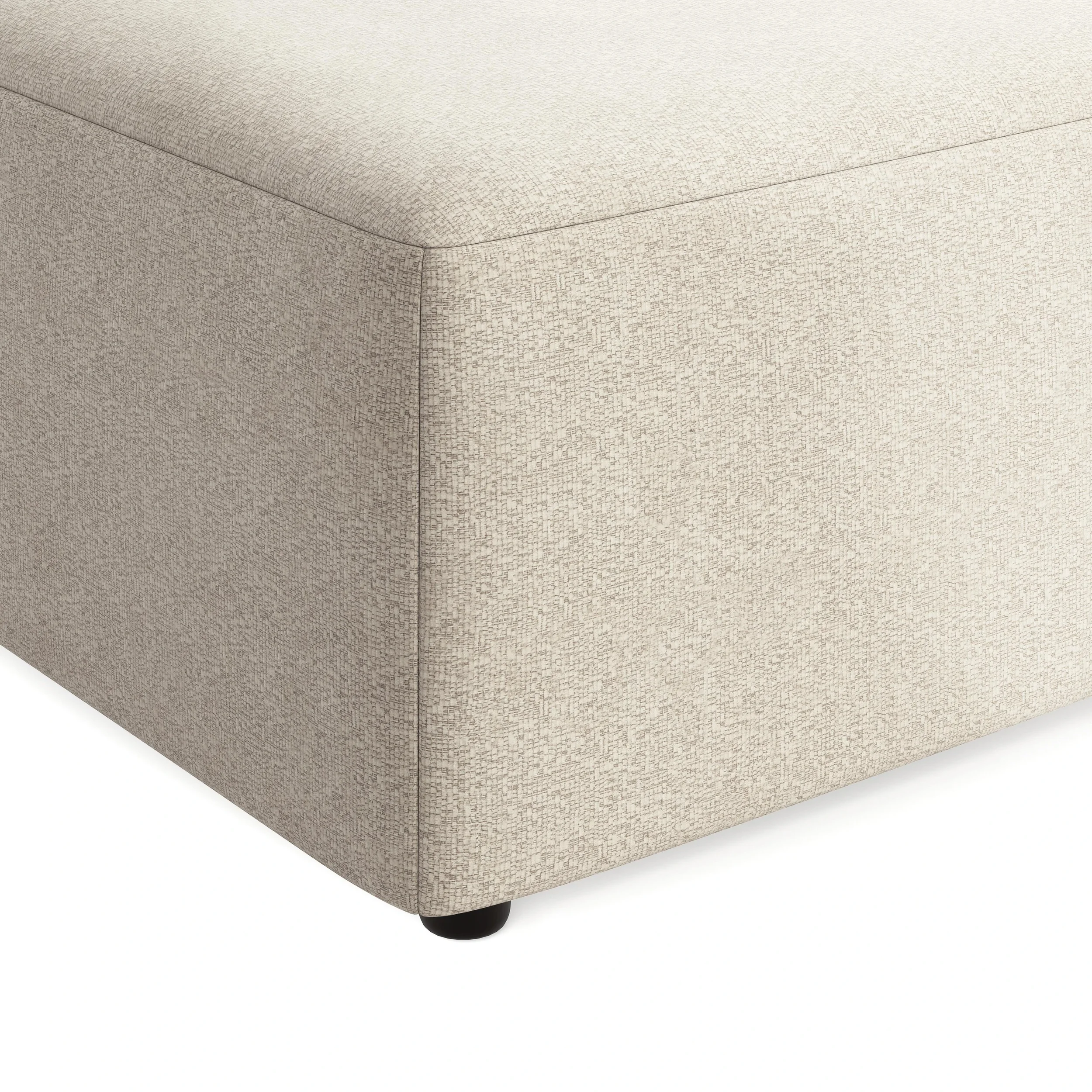 Matching oversized upholstered ottoman with linen-look fabric and contemporary styling.
