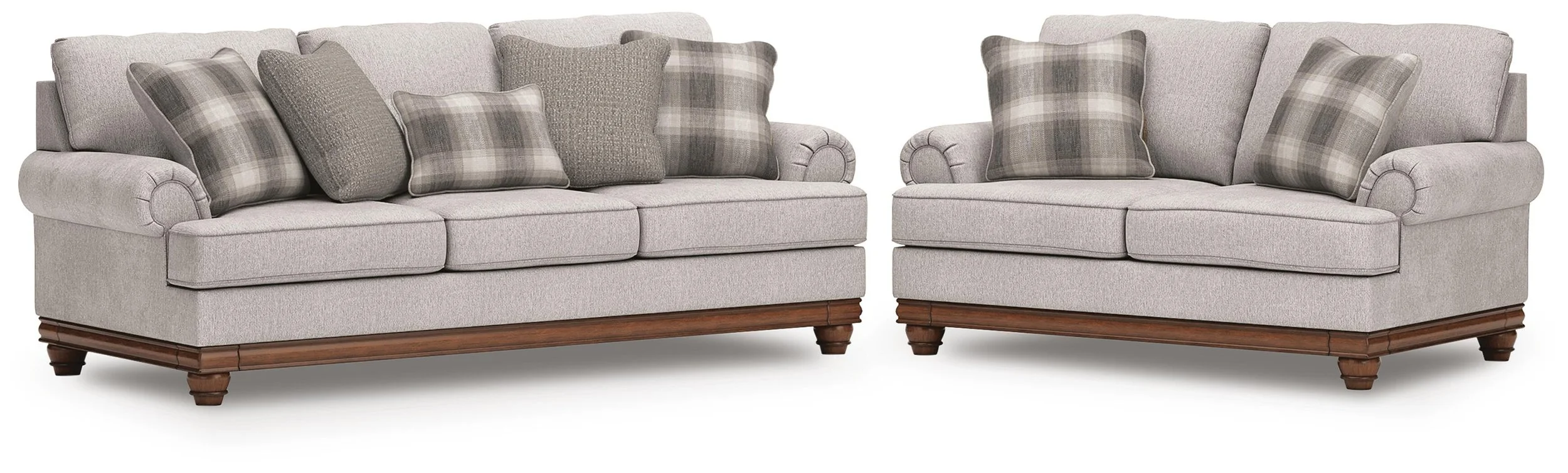 Clover sofa collection on a white background featuring a sofa and matching loveseat.