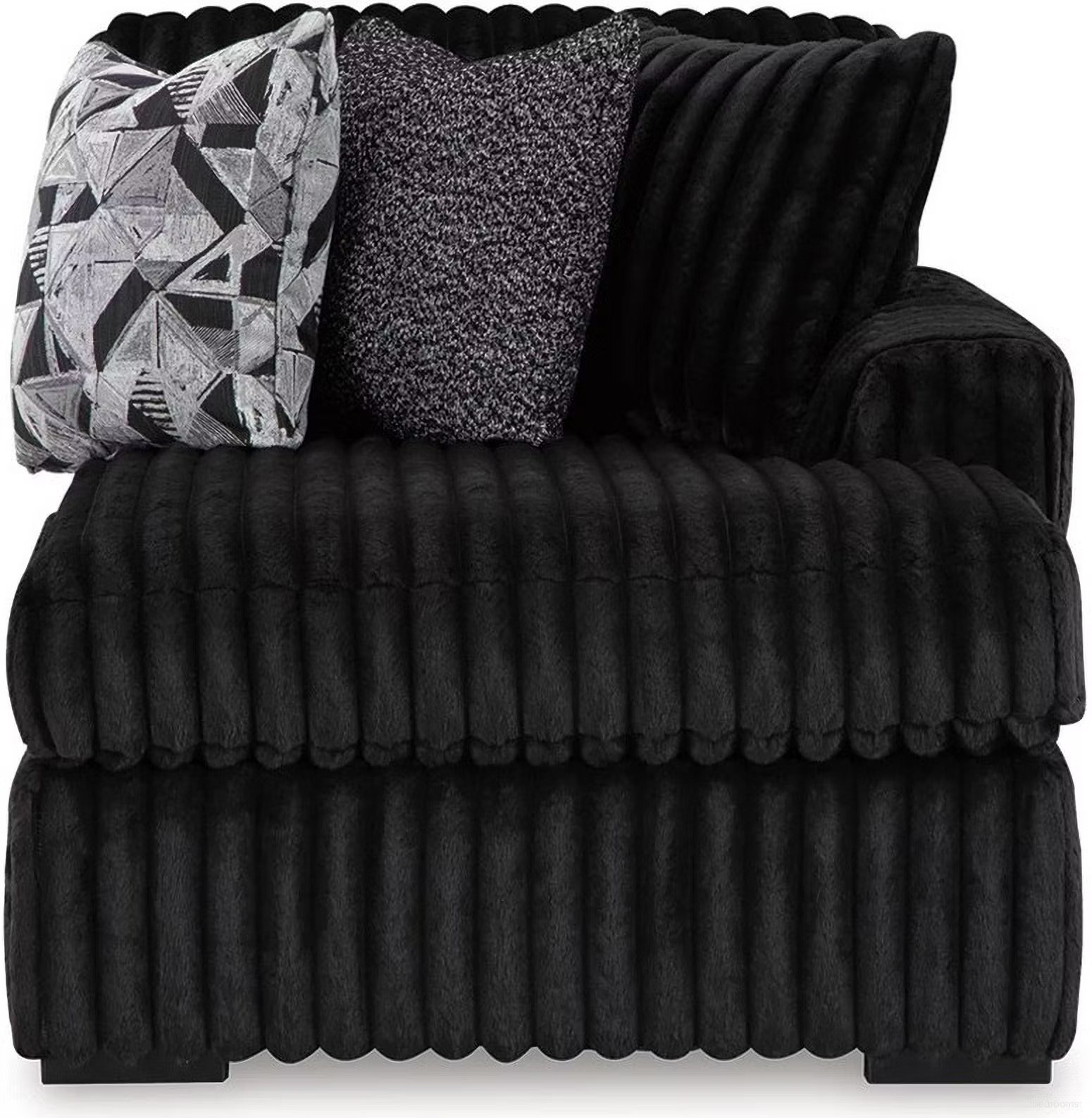 Oversized contemporary 4-piece sectional with jumbo corduroy upholstery, reversible cushions, corner chaise, and plush seating.