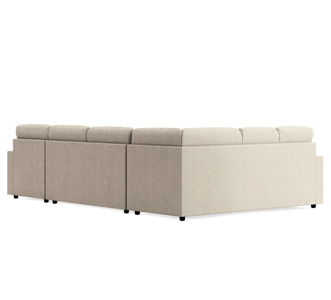Contemporary sectional with chaise featuring soft linen-look upholstery, track arms, plush seating, and left or right facing configuration options.