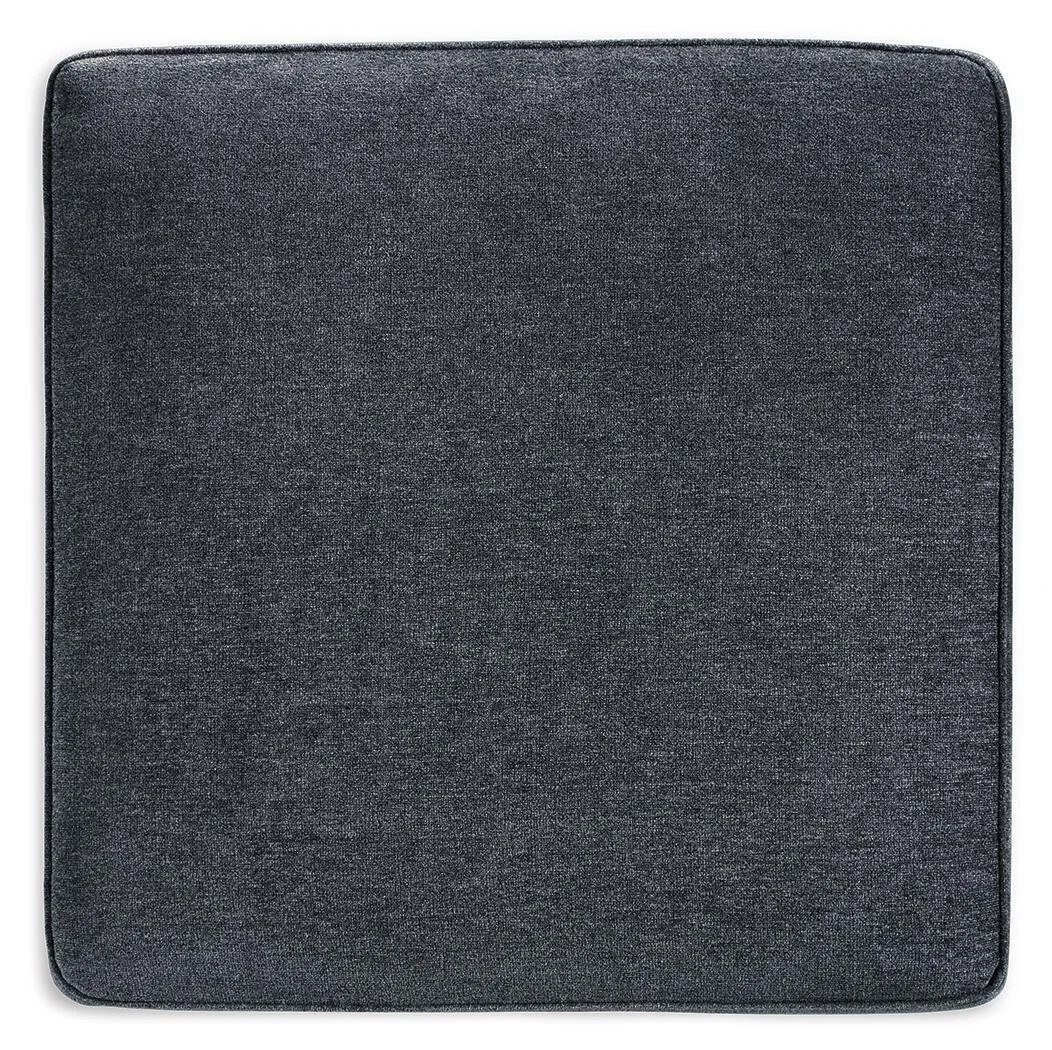 Matching oversized upholstered ottoman with chenille-feel fabric and contemporary styling, available by special order.