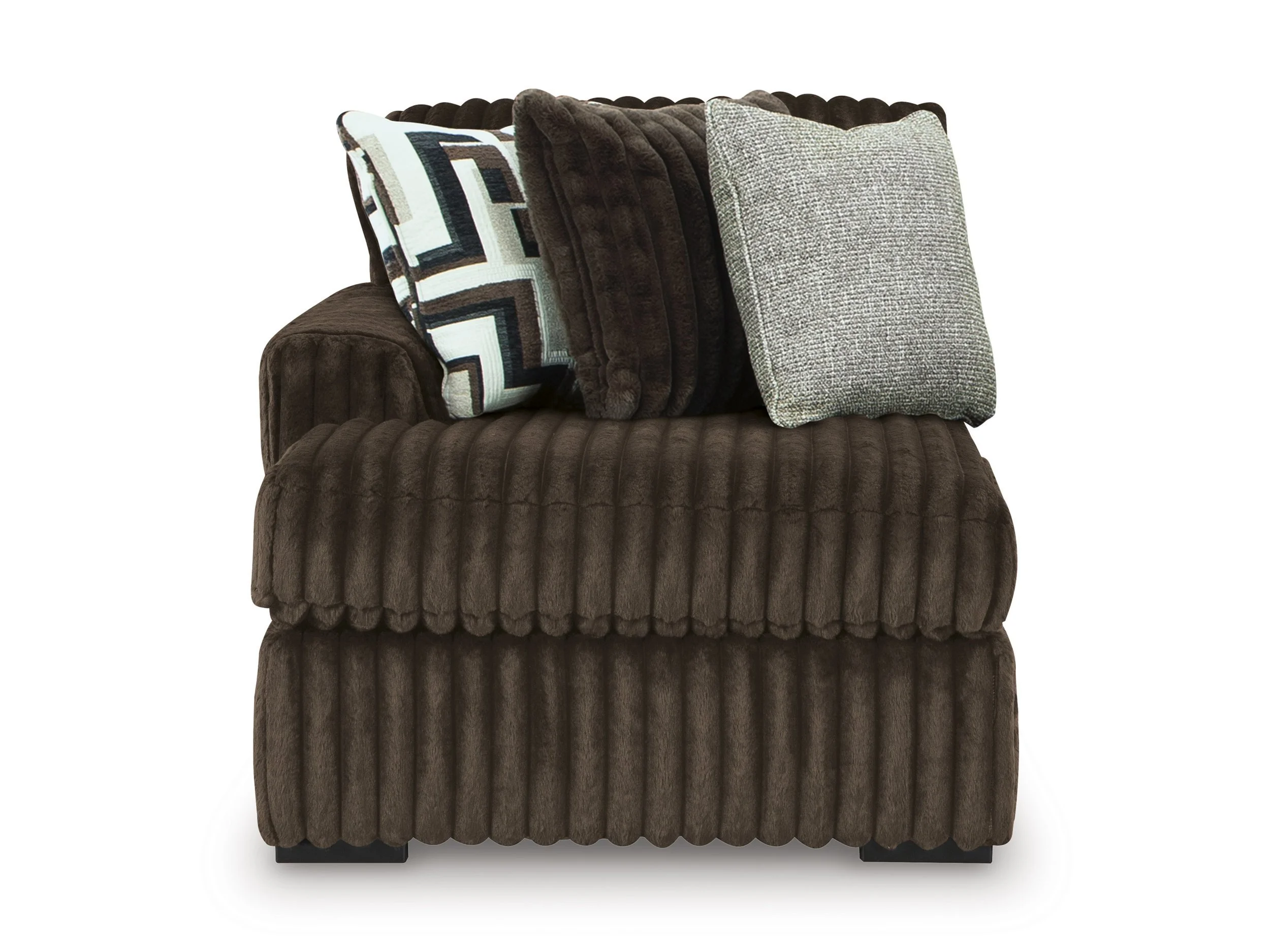 Oversized contemporary 4-piece sectional with jumbo corduroy upholstery, reversible cushions, corner chaise, and plush seating.