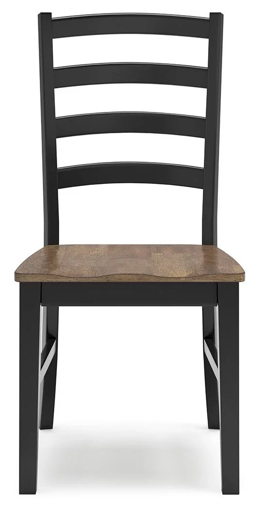 Black Windsor dining chair with ladderback design, contoured wood seat, and satin black finish.