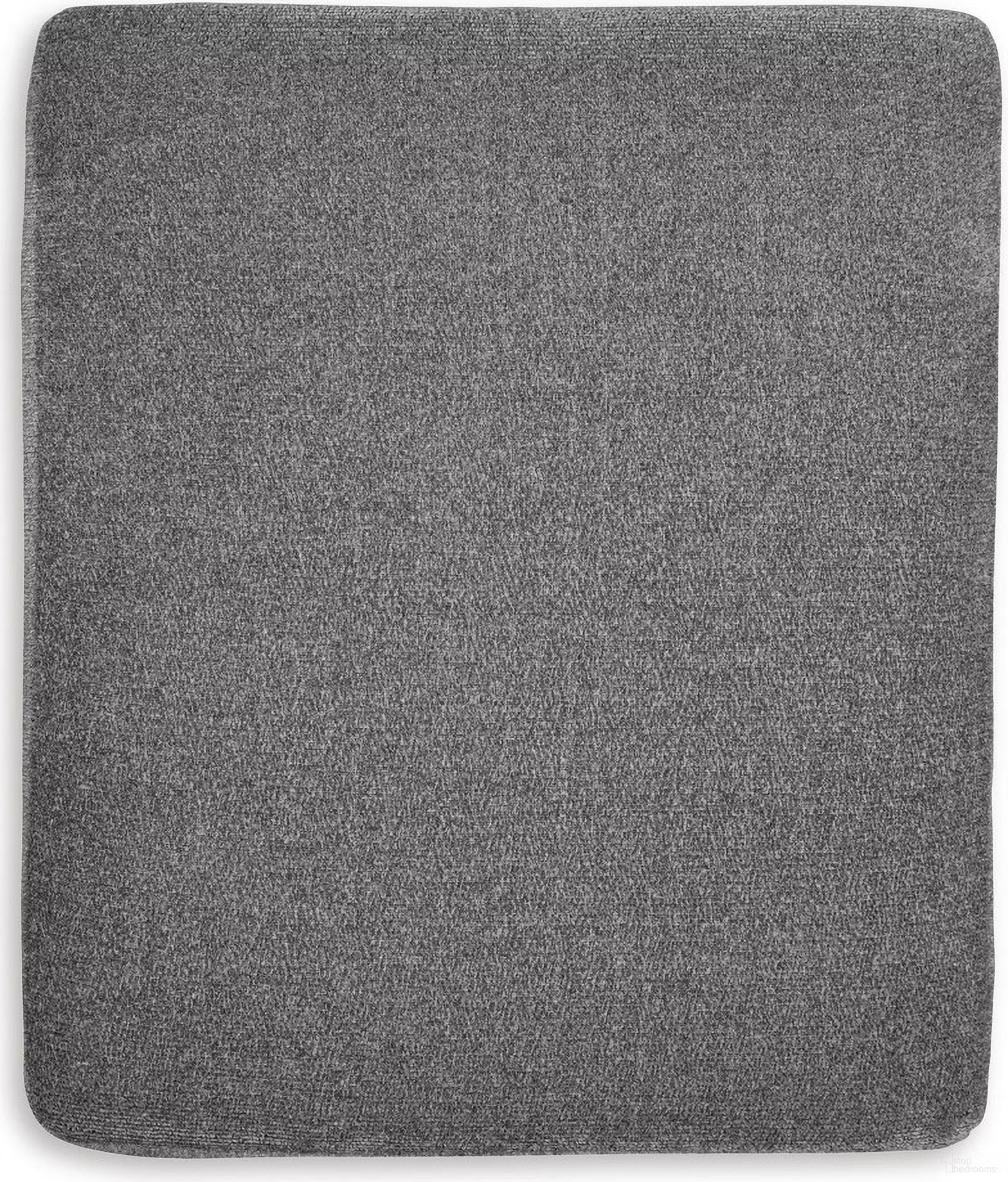 Matching upholstered ottoman with textured polyester fabric, firm foam cushioning, and black metal accent legs.