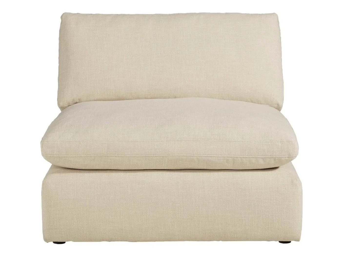 Large contemporary modular sectional with feather-fiber cushions, reversible cushions, wide track arms, and flexible seating configuration.