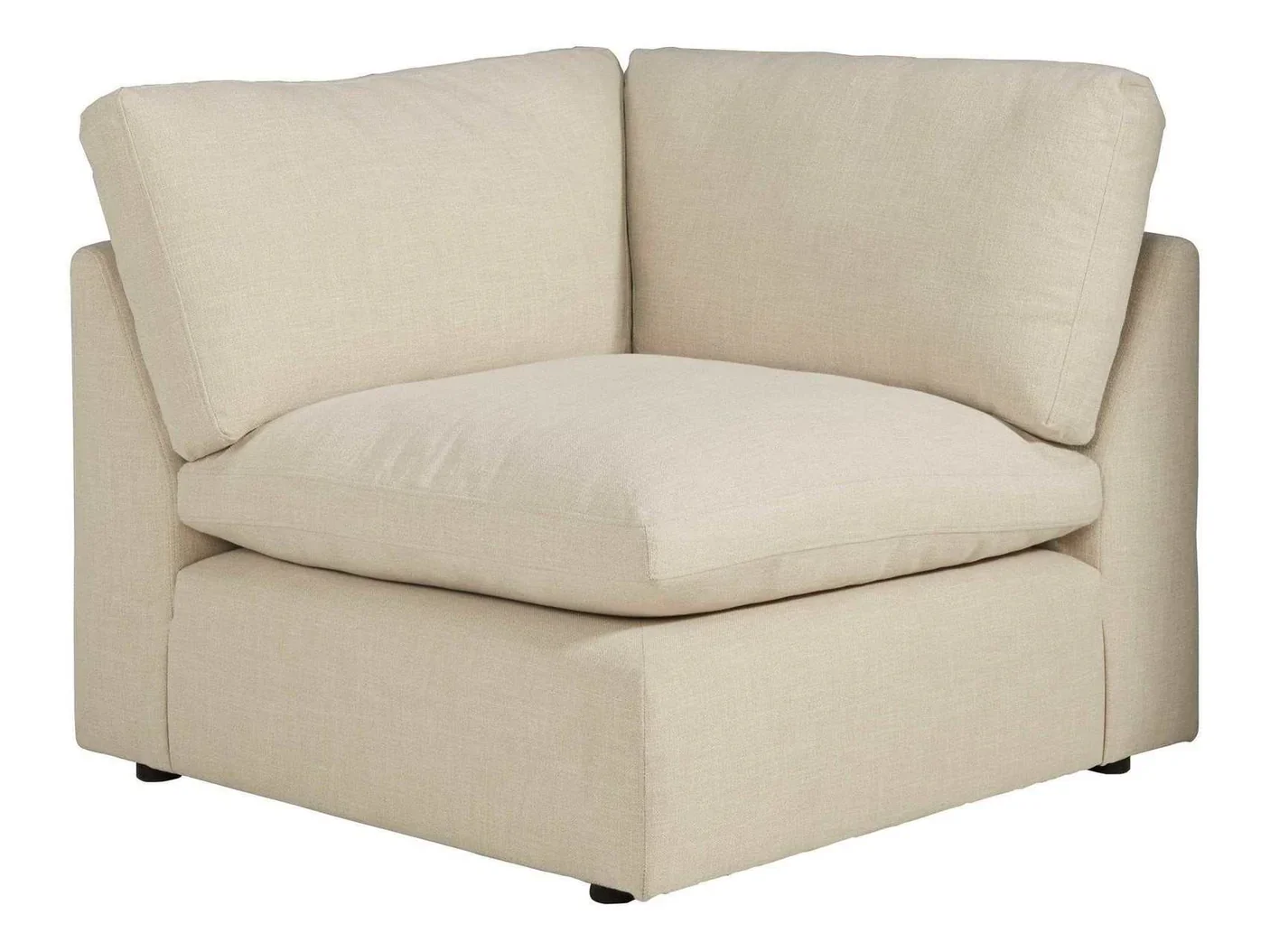 Large contemporary modular sectional with feather-fiber cushions, reversible cushions, wide track arms, and flexible seating configuration.